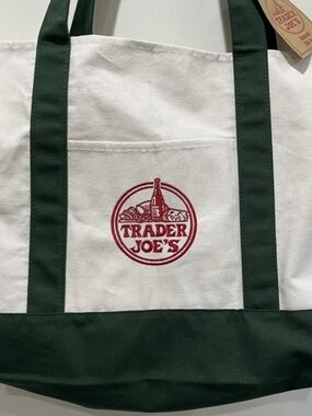 Trader Joe's Canvas Tote with Green Handles